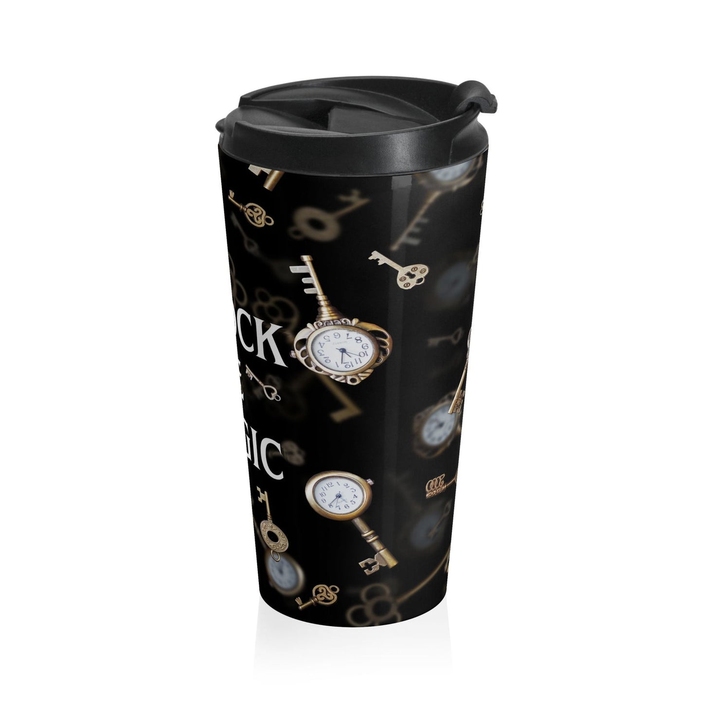 Unlock the Magic - Stainless Steel Travel Mug - Beaches and Trails Publishing