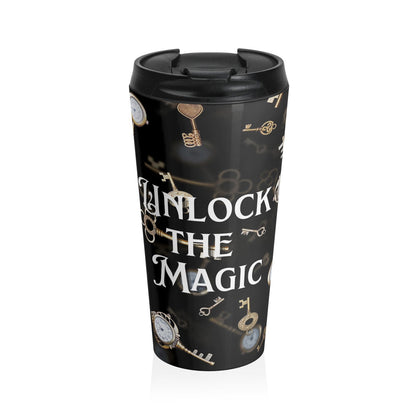 Unlock the Magic - Stainless Steel Travel Mug - Beaches and Trails Publishing